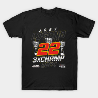 Joey Logano Three-Time NASCAR Cup Champion Trophy T-Shirt