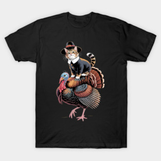 Thanksgiving Cat Pilgrim Costume Thanksgiving Turkey T-Shirt