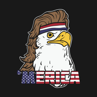 'Merica Bald Mullet Eagle Design T-Shirt