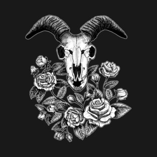 Goat Skull with Roses T-Shirt
